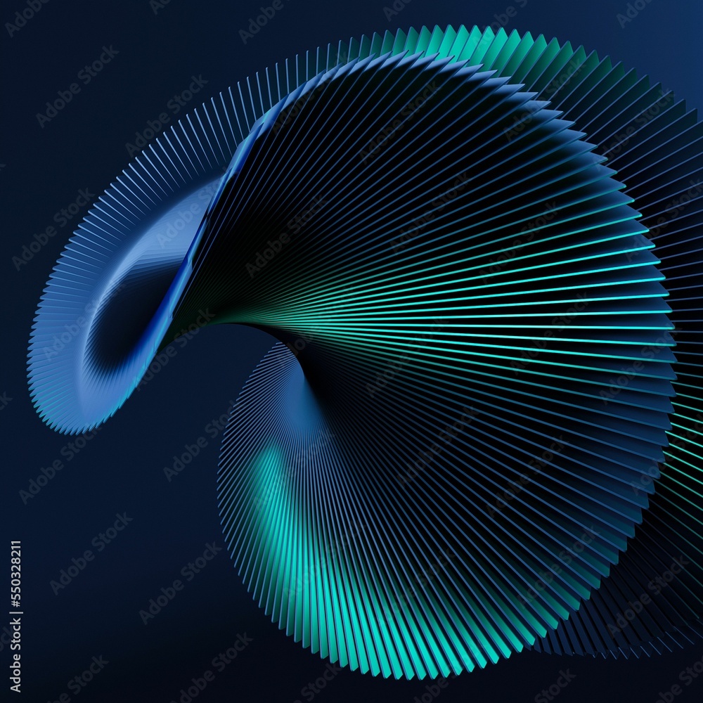 Poster 3d render of an abstract swirl pattern with shiny blue ingredient for wallpaper