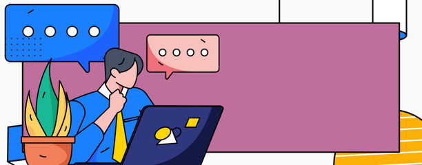 Flat vector concept operation illustration of people working in business
