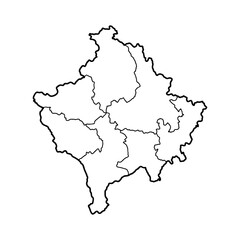 Fototapeta na wymiar Outline map of Kosovo white background. Vector, European state map with contour.