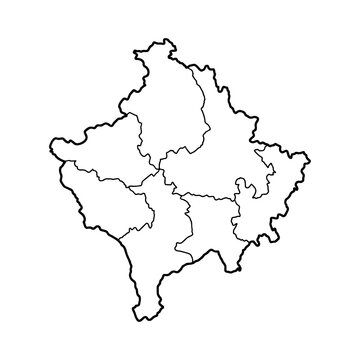Outline map of Kosovo white background. Vector, European state map with contour.
