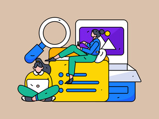 Flat vector concept operation illustration of people working in business
