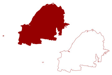 North Somerset Non-metropolitan district (United Kingdom of Great Britain and Northern Ireland, ceremonial county Somerset or Somersetshire, England) map vector illustration, scribble sketch map