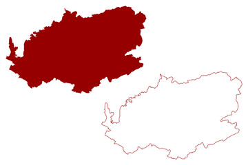 Bath and North East Somerset Non-metropolitan district (United Kingdom of Great Britain and Northern Ireland, ceremonial county Somerset or Somersetshire, England) map vector, scribble sketch map