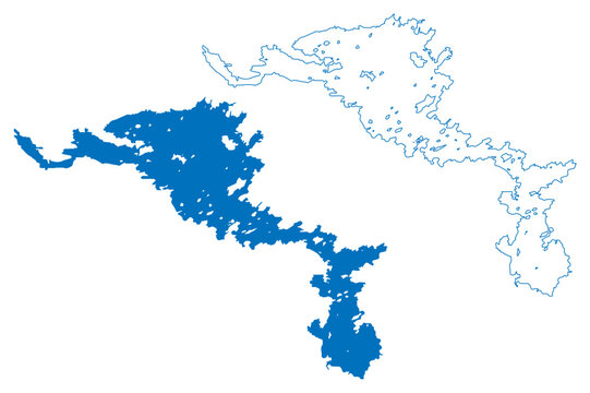 Lake Lough Corrib (Republic of Ireland) map vector illustration, scribble sketch Loch Coirib map