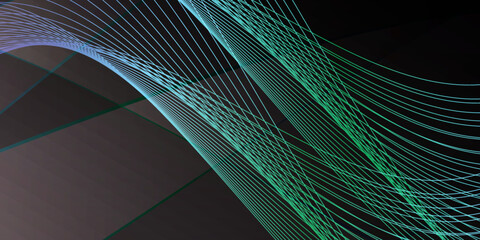 Minimal dynamic covers design with simple lines. Green striped on black background for poster, flyer