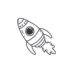 rocket icon isolaterd on white background.Doodle illustration