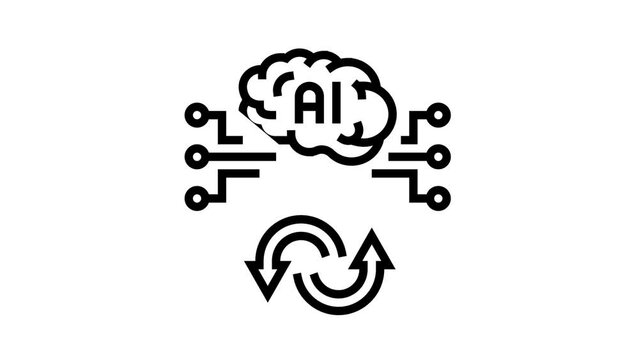 ai artificial intelligence finance technology line icon animation