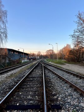 railroad tracks in the morning