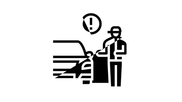 traffic offense line icon animation