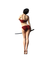 warrior woman, isolate on a transparent background, 3d illustration, cg render