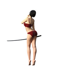 warrior woman, isolate on a transparent background, 3d illustration, cg render