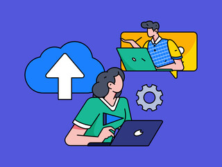 Flat vector concept operation illustration of people working in business
