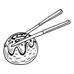 Takoyaki and chopsticks vector. free space for text. wallpaper. japan food.