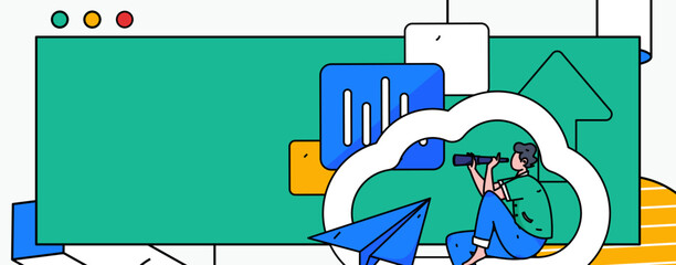 Flat vector concept operation illustration of people working in business
