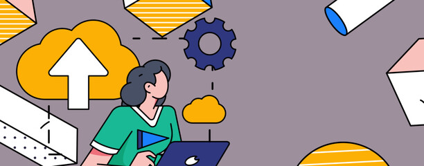 Flat vector concept operation illustration of people working in business
