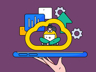 Flat vector concept operation illustration of people working in business

