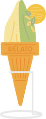 Illustration of gelato. Tasty toppings.