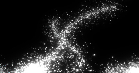 Obraz premium Festive fireworks, beautiful bright glowing shiny energy magic lines and stripes of salute particles. Abstract background