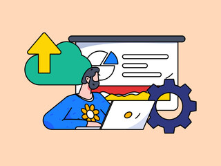 Flat vector concept operation illustration of people working in business
