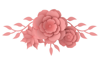 Paper flower. 3D illustration.