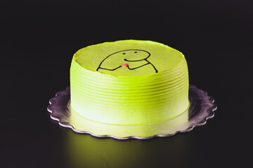 colorful birthday cake with bento and black background