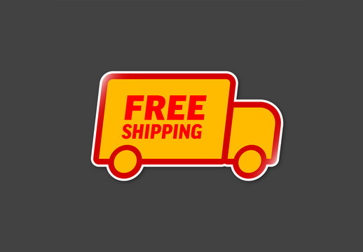 Free Delivery Shipping Label Tag Sticker With Car Icon