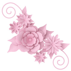 Paper flower. 3D illustration.