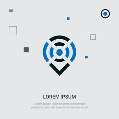 location pin sign plus wifi sign icon logo template
