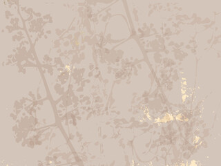 Floral chic background with delicate flowers and botanical elements and touch of gold foil