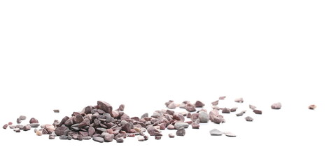 Rocks, stones pile isolated on white background, side view
