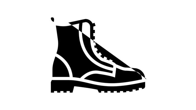 boot foot clothes line icon animation