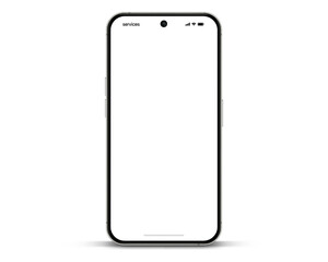 3D realistic high quality smartphone mockup with isolated background. Smart phone mockup collection. Device front view. 3D mobile phone with shadow on white background.