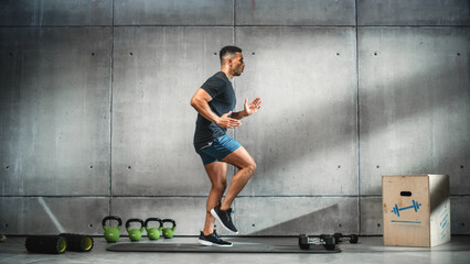 Online Workout Service: Professional Trainer Explaining Exercise, Virtual Video Tutorial for Training. Handsome Black Athletic Coach Teaching Audience Healthy Lifestyle. Screen Replacement