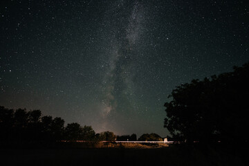 Fototapeta na wymiar the starry sky and the milky way in the field