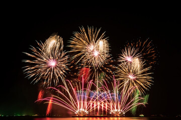 Real Fireworks display celebration, Colorful New Year Firework
