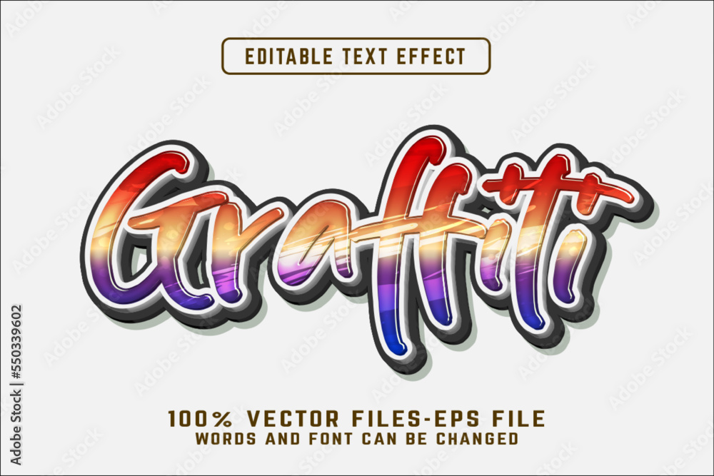Poster graffiti text effect editable modern lettering typography font style