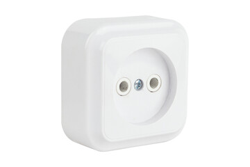 socket, white plastic socket in euro format, isolated from the background