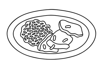 The plate with grilled meat 