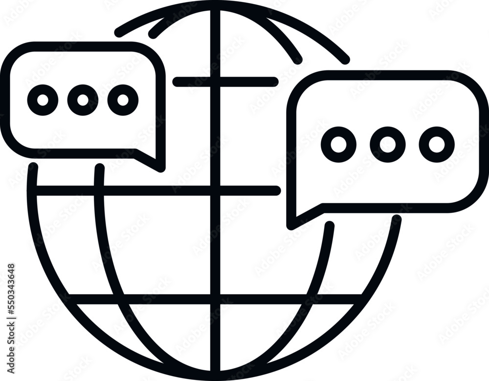 Poster global interaction icon outline vector. service team. online computer