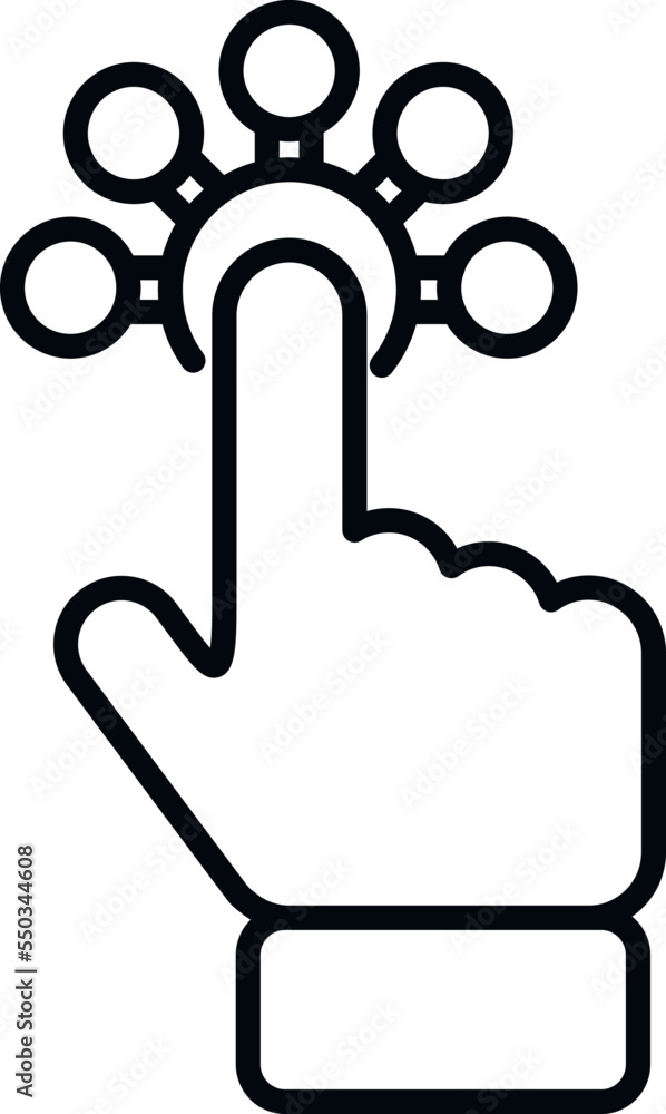 Poster touch interaction icon outline vector. digital mobile. online process