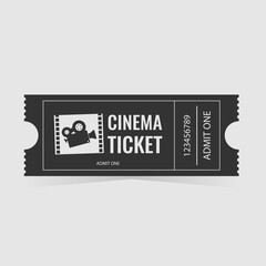 Cinema ticket vector template isolated on light background