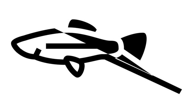 swordtail fish line icon animation
