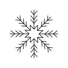 Black snowflake icon isolated on white background. Christmas and New year design element, frozen symbol, Vector illustration