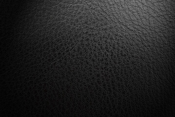 Black leather texture. Abstract background of dark leather with small roughness and scuffs
