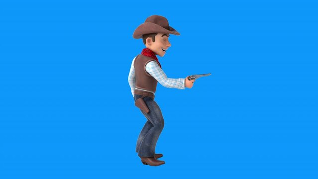 Fun 3D cartoon cowboy with a gun (alpha included)