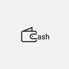 letter C cash or money plus wallet logo icon monogram template
