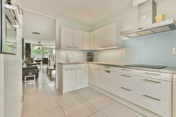 Modern kitchen with white cabinets