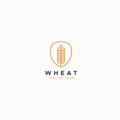 Wheat Abstract Shape on The Shield for Business Nutrition and Healthy Food Logo