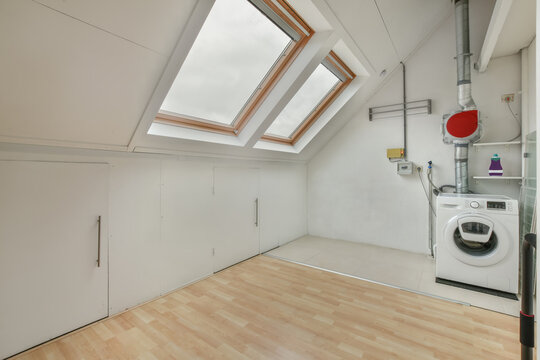 Household appliances under a bright window