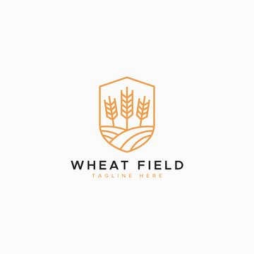 Wheat Field Symbol Agricultural Farm Organic Natural Food Logo